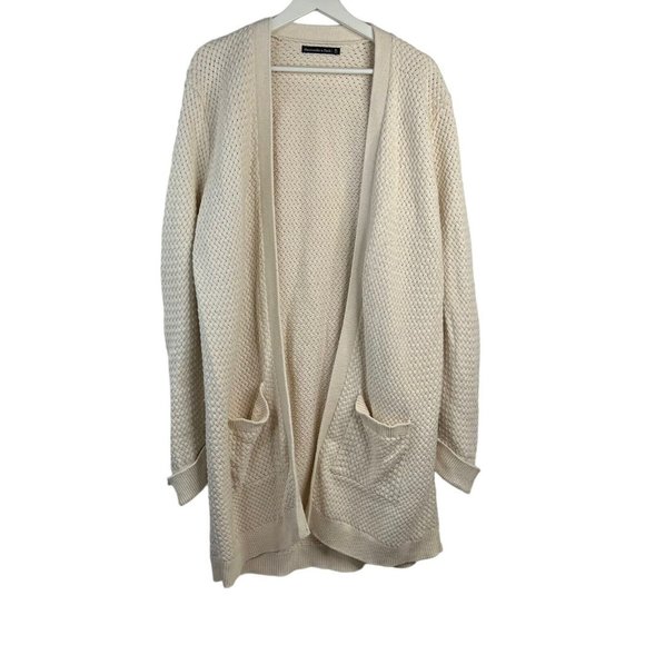 Abercrombie & Fitch Sweaters - Abercrombie & Fitch Sweater Beige Long Cardigan Open Front Cashmere Blend Sz XL